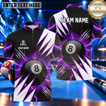 Maxcorners Dynamic Lightning Bolt 8 Ball Pool Multiple Options Personalized Name, Team Name 3D Shirt