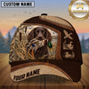 Maxcorners Two Tone Leather Duck Scene Dog Hunting Multicolor Options Personalized Name 3D Cap