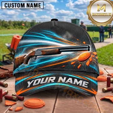 Maxcorners Trap Shooting Electric Energy Shotgun Design Multiple Options Personalized Name 3D Cap