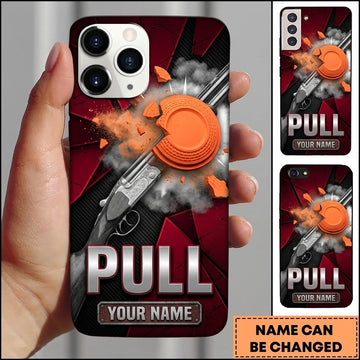 Maxcorners Burgundy Clay Burst Pull Shotgun Shooting Personalized Name Trap Shooting Phone Case