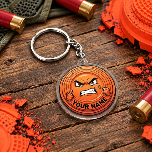 Maxcorners Mischievous Devil Horns Clay Target Trap Shooting Personalized Name Acrylic Keychain