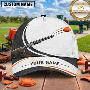 Maxcorners Trap Shooting Minimal Shotgun Clay Target Design Multiple Options Personalized Name 3D Cap
