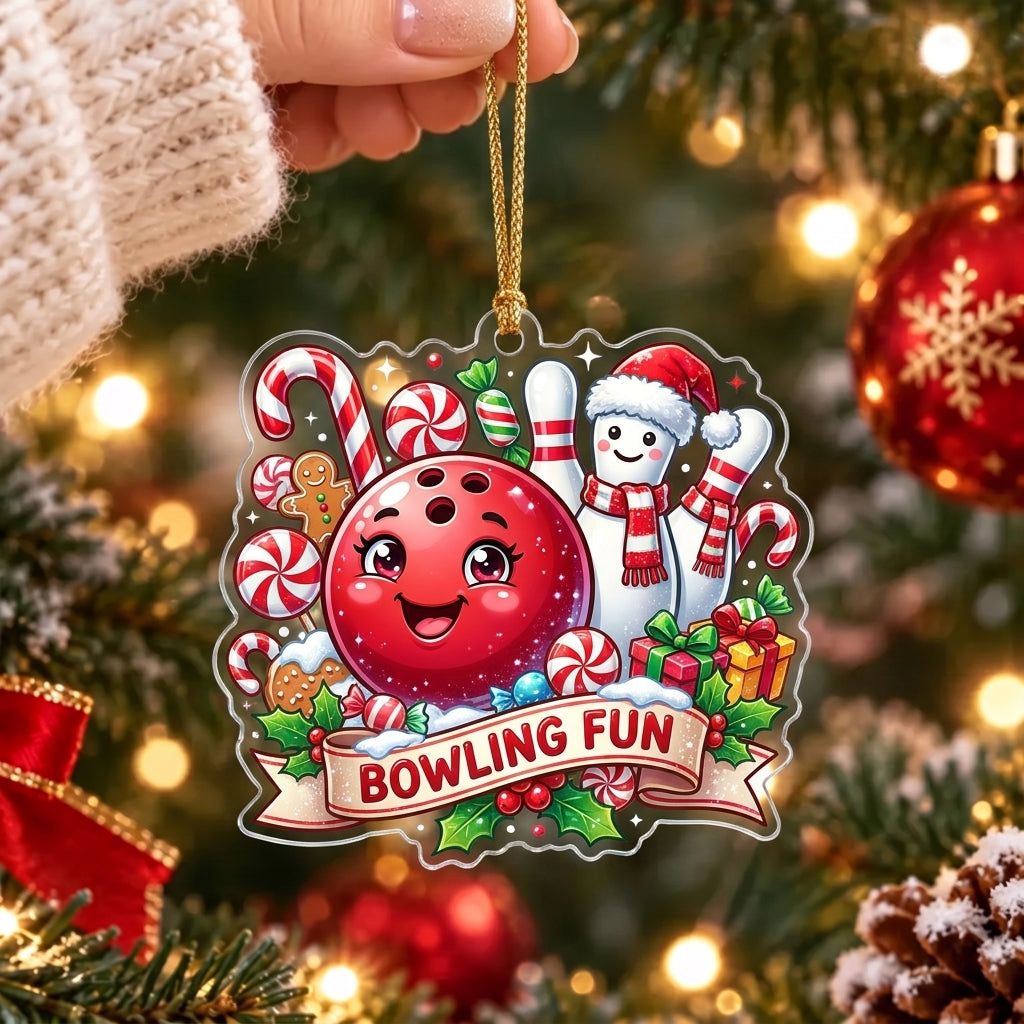 Maxcorners Bowling Funny Bowling Ball and Pins Christmas Personalized Name Christmas Ornament