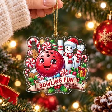 Maxcorners Bowling Funny Bowling Ball and Pins Christmas Personalized Name Christmas Ornament