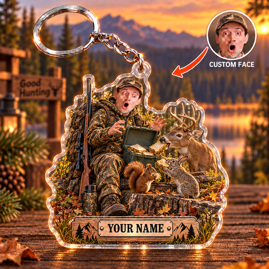 Maxcorners Deer Hunting Funny Hunter Whitetail Buck Buddy Custom Name & Face Custom Gift 2D Flat Acrylic Ornament, Keychain