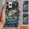 Maxcorners Fishing Skull Hook Grunge Artwork Multiple Options Personalized Name Phone Case (13 Fish Species)