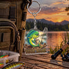 Maxcorners Classic Fishing Reel Illustration Personalized Name 2D Acrylic Keychain Ornament (8 Fish Species)