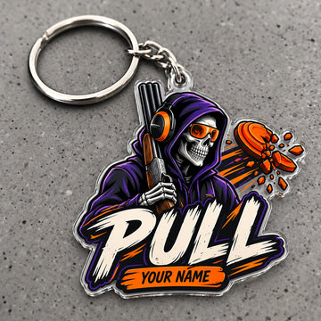 Maxcorners Grim Reaper Pull Shotgun Clay Burst Custom Name Trap Shooting Custom Gift 2D Flat Acrylic Ornament, Keychain