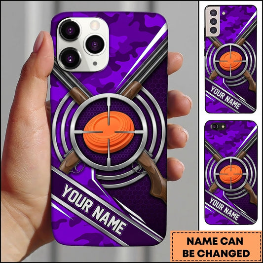 Maxcorners Crossed Shotguns Bullseye Clay Target Personalized Name Trap Shooting Phone Case