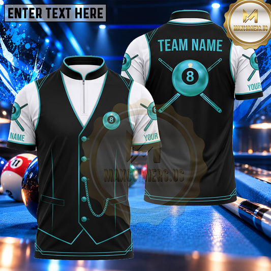 Maxcorners Classic Tuxedo Vest 8 Ball Billiards Multiple Options Personalized Name, Team Name 3D Shirt