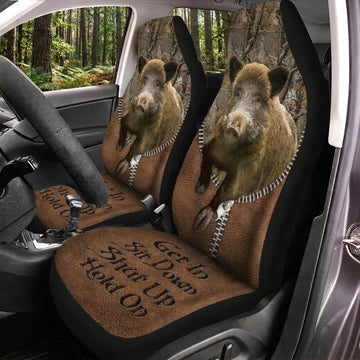 Maxcorners Grizzly Bear Hunting Hold On Brown Car Seat Covers