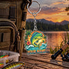 Maxcorners Tropical Floral Fishing Artwork Personalized Name 2D Acrylic Keychain Ornament (8 Fish Species)