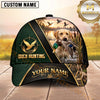 Maxcorners Luxury Green Leather Gold Accent Duck Hunting Dog Cap, Multiple Breeds Personalized Name 3D Cap