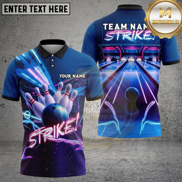 Maxcorners Bowling Neon Arcade Strike Multiple Options Personalized Name, Team Name 3D Shirt