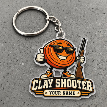 Maxcorners Clay Shooting Clay Shooter Funny Target Mascot Shotgun Custom Name Custom Gift 2D Flat Acrylic Ornament, Keychain