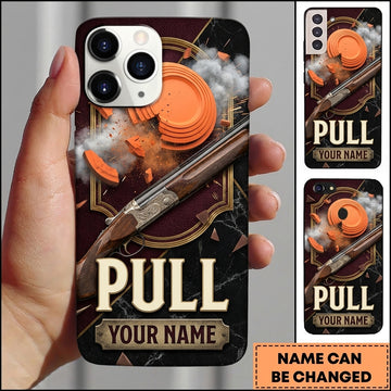 Maxcorners Burgundy Shotgun Blast Pull Clay Target Personalized Name Trap Shooting Phone Case