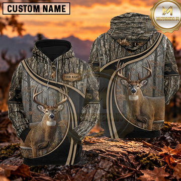 Maxcorners Deer Hunting Dynamic Diagonal Camo Personalized Name 3D Hoodie