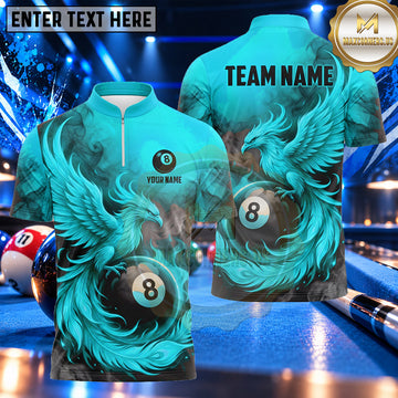 Maxcorners Royal Phoenix Feather Emblem Pool Multiple Options Personalized Name, Team Name 3D Shirt