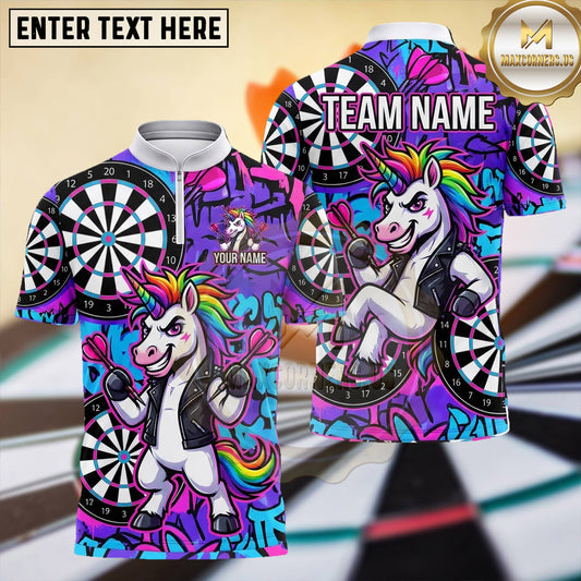 Maxcorners Unicorn Graffiti Rainbow Dartboard Multiple Options Personalized Name, Team Name 3D Shirt