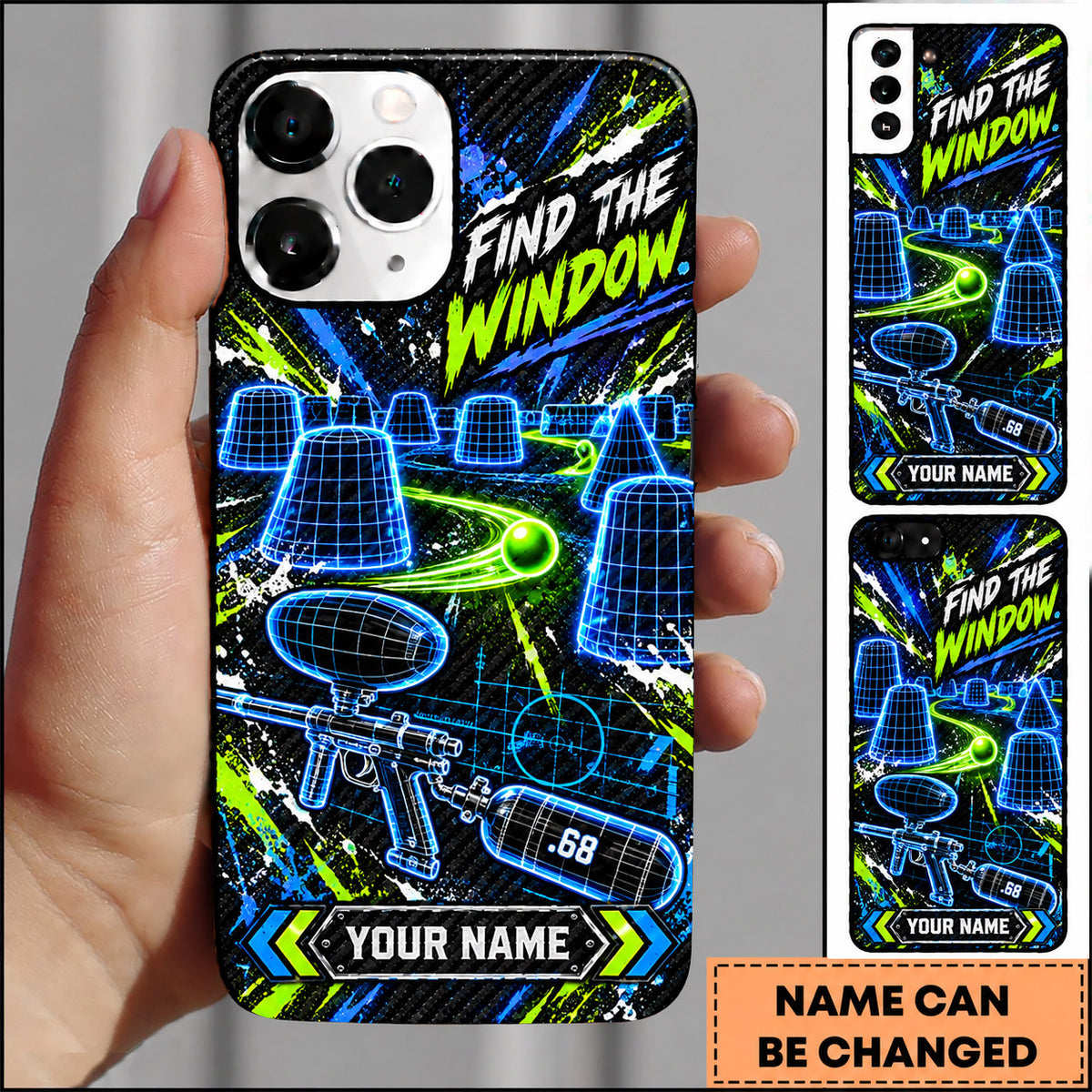 Maxcorners Paintball Find The Window Strategy Personalized Name 3D Phone Case