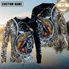 Maxcorners Fishing Hook Water Splash Camouflage Personalized Name 3D Long Sleeve Shirt ( 13 Fish Species)