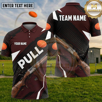 (5 Colors) Maxcorners Trap Shooting PULL Shotgun Clay Target Angular Sport Multiple Options Personalized Name, Team Name 3D Shirt