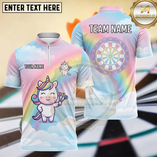 Maxcorners Magical Unicorn Dreamy Rainbow Clouds Multiple Options Personalized Name, Team Name 3D Shirt