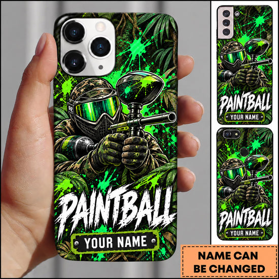 Maxcorners Paintball Forest Warrior Splatter Personalized Name 3D Phone Case