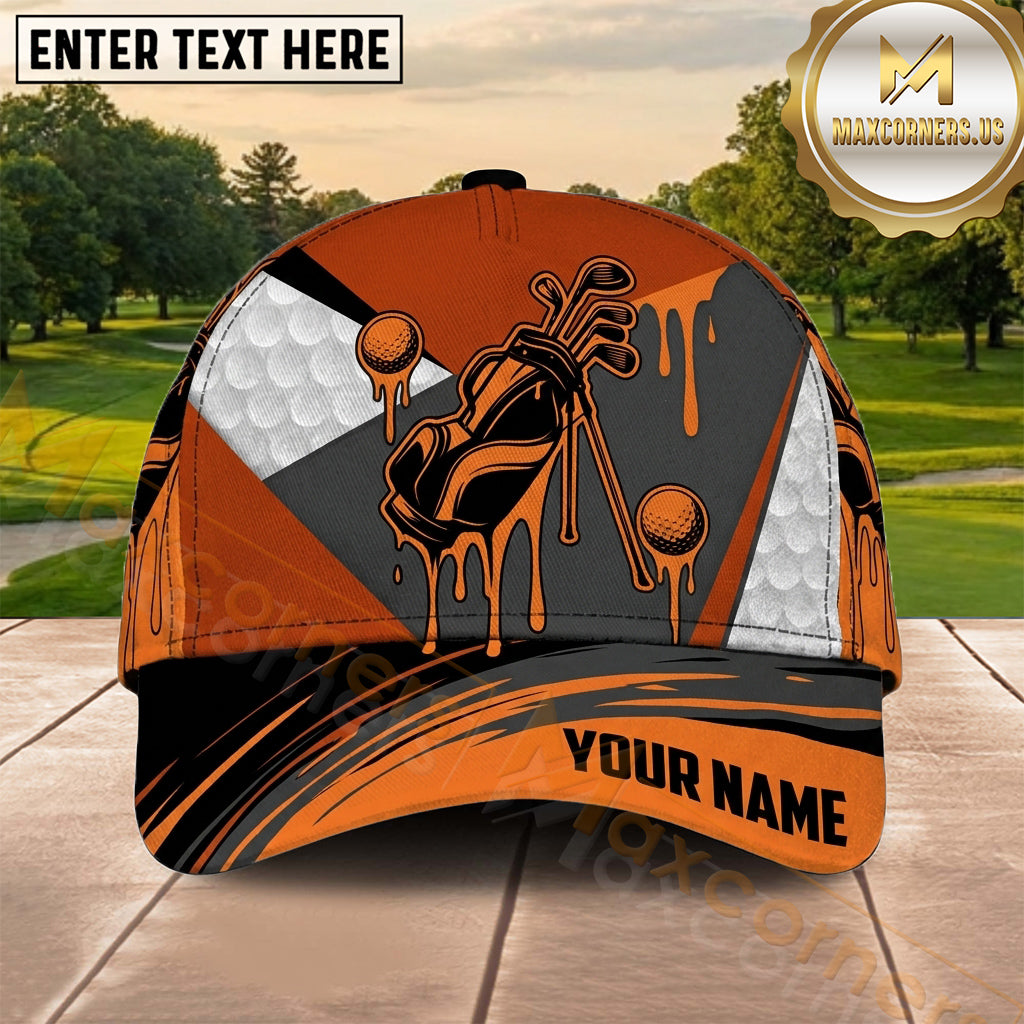 Maxcorners Golf Orange Black Graffiti Golf Bag Personalized Name 3D Cap