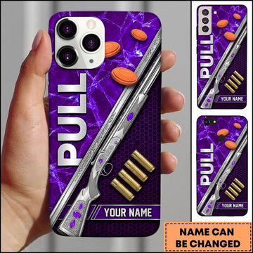 Maxcorners Silver Clay Target Shotgun Pull Clay Target Personalized Name Trap Shooting Phone Case