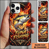 Maxcorners Fishing Flaming Carbon Fiber Artwork Multiple Options Personalized Name Phone Case (13 Fish Species)