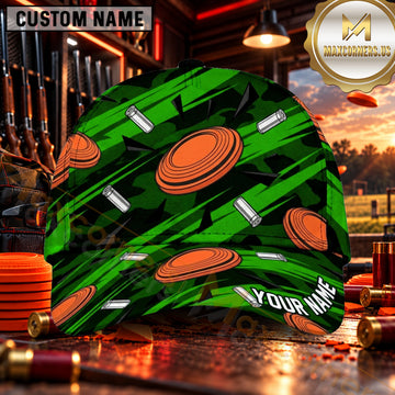 Maxcorners Flying Clay Targets Blue Camo Trap Shooting Personalized Name 3D Cap