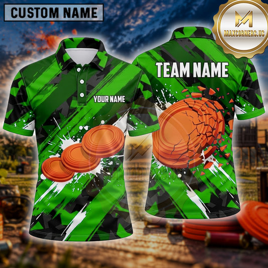 Maxcorners Trap Shooting Shirt Clay Shooting Shattered Geometric Pattern Multiple Options Personalized Name, Team Name 3D Shirt
