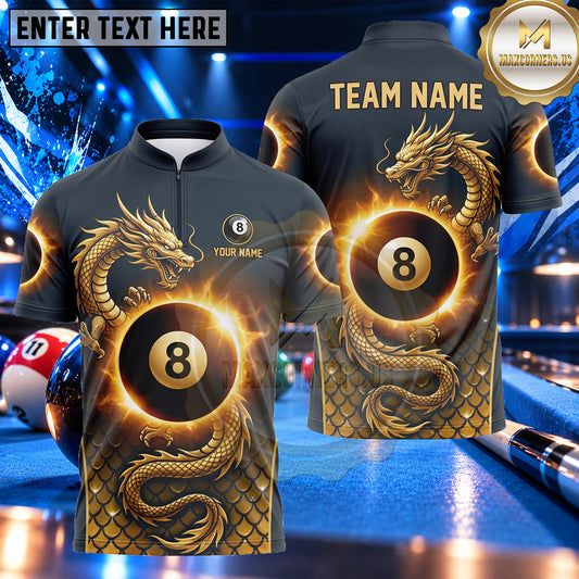 Maxcorners Mythical Dragon Fire Ring Billiards Multiple Options Personalized Name, Team Name 3D Shirt