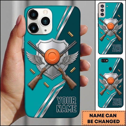 Maxcorners Winged Crossed Shotguns Sporting Clays Personalized Name Trap Shooting Phone Case