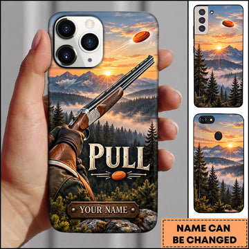 Maxcorners Trap Shooting Shooter Shotgun Sunset Clay Targets Personalized Name 3D Phone Case