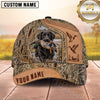 Maxcorners Dog Hunting And Duck Hunting Flying Birds Leather Artwork Multiple Options Personalized Name 3D Cap