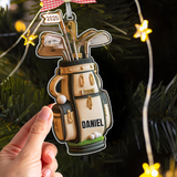 Maxcorners Personalized Golf Bag Acrylic Ornament, Custom Name Golf Ornament, Golf Keychain, Christmas Golf Gift