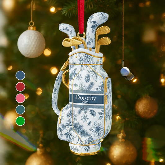 Maxcorners Golf Bag Toile De Jouy Ornament, Golf Ornaments For Christmas Tree, Christmas Presents For Golfers