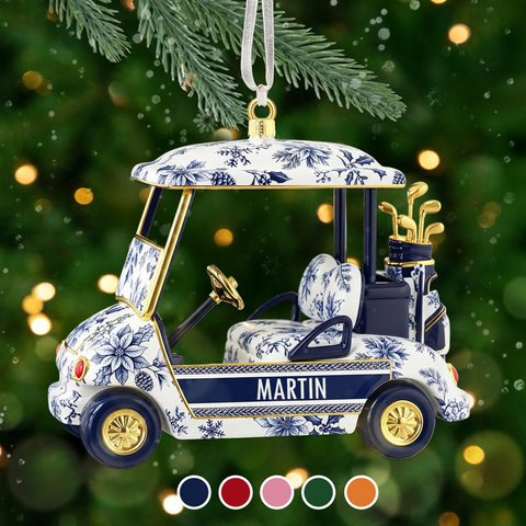 Maxcorners Custom Golf Cart Ornament, Toile De Jouy Christmas Ornament, Cool Golf Gift, Xmas Decorations