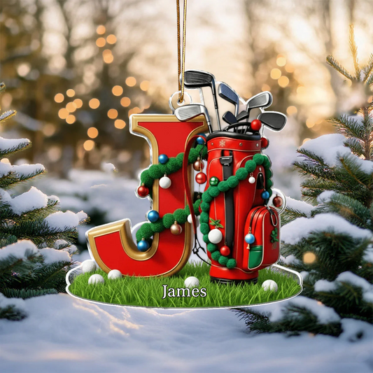 Maxcorners Personalized Golf Lovers Christmas Ornament, Alphabet Letter Golf Lovers Gifts, Christmas Golf Gift