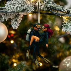 Maxcorners Diving Couple Home Decor, Christmas Ornament, Personalized Ornament 2D Flat LM2111
