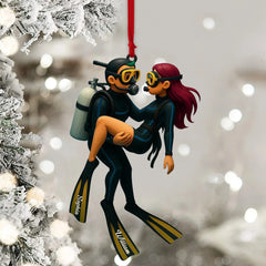 Maxcorners Diving Couple Home Decor, Christmas Ornament, Personalized Ornament 2D Flat LM2111