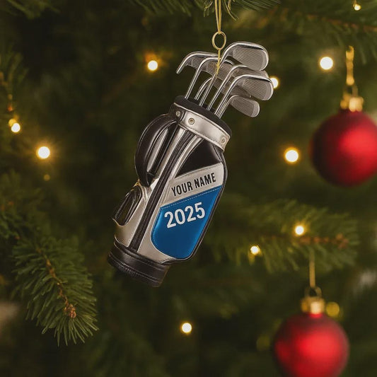Maxcorners Personalized Golf Bag Ornament, Golf Bag Christmas Gift For Golfer, Acrylic Ornament, Christmas Gift Ideas
