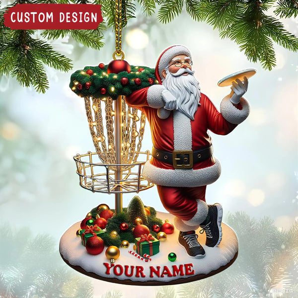 Maxcorners Personalized Santa Claus Disc Golf Ornament, Acrylic Ornament, Christmas Golf Gift, Golf Gift Idea