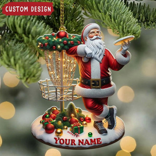 Maxcorners Personalized Santa Claus Disc Golf Ornament, Acrylic Ornament, Christmas Golf Gift, Golf Gift Idea
