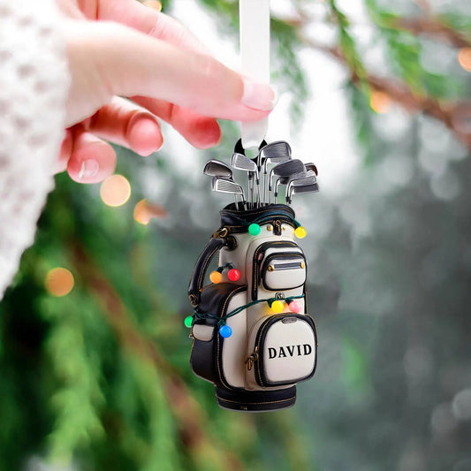 Maxcorners Custom Name Golf Bag Christmas Ornament, Gift For Golfer, Acrylic Ornament, Christmas Tree Decor