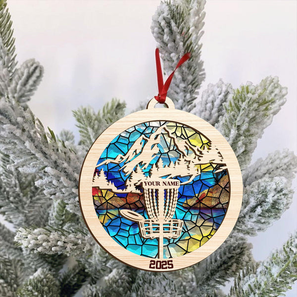 Maxcorners Personalized Disc Golf Christmas Ornament 2025, Wood And Acrylic Ornaments, Gifts For Disc Golfers