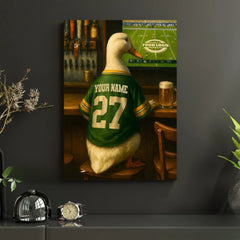 Maxcorners Custom Duck Football Canvas Wall Art – Personalized Duck Watching Sports Drinking Funny Sports Bar Decor