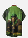 Maxcorners St. Patrick's Day Bigfoot Four Leaf Beer Hawaiian Golf Shirt, Holiday Hawaiian Shirt, Tropical Vibe Men's Golf Shirt